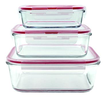 3er Set Frischhaltedosen aus Glas mit Deckel